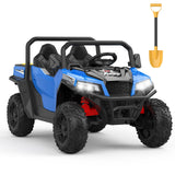 Garvee 24V Ride On Dump Truck for Big Kids, 4x4 Electric Car with Remote Control, Shovel, Bluetooth & Music, 24v Ride On Toys, Truck Car, Kids Electric Ride - Blue