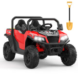 Garvee Ride - P Series: 24V Ride On Dump Truck for Big Kids, 4x4 Electric Car with Remote Control, Shovel, Bluetooth & Music, 24v Ride On Toys, Truck Car, Kids Electric Ride - Red