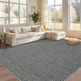 Garvee Washable Area Rug 5'x7' Rugs for Living Room, Soft Ultra Thin Dining Room Rugs Bedroom Rug, Boho Waffle Print Indoor Throw Rugs Floor Carpet for Living Room Bedroom Nursery, Grey - Grey