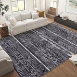 Garvee 5x7 Washable Area Rugs for Living Room, Geometric Marble Boho Bedroom Rugs Ultra Thin Non-Slip Indoor Rugs Floor Carpet for Dining Room, Black/Grey - Black & Grey