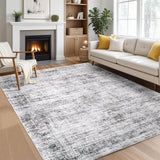 Garvee Persian Grey 5x7 Washable Area Rugs for Living Room, Soft Vintage Distressed Large Bedroom Rug Foldable Thin Indoor Floor Carpet, Retro Abstract Non-Slip Neutral Throw Rugs for Bedroom Dining Room - Grey