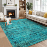 Garvee Persian Green Pine 5x7 Area Washable Rugs, Soft Vintage Distressed Large Living Room Rug Retro Farmhouse Non Slip Indoor Foldable Thin Carpet for Bedroom Dining Room Office - Green Pine