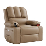 Garvee 27'' Width Electric Power Oversized Rocker Swivel Recliner Chair, USB Charger Lazy Boy for Adults, w/ Vibrating Massage and Heating, 1.5x Sponge Filling for Living Room, Bedroom and Nursery - Tan