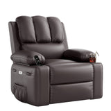 Garvee 27'' Width Electric Power Oversized Rocker Swivel Recliner Chair, USB Charger Lazy Boy for Adults, w/Vibrating Massage and Heating, 1.5X Sponge Filling for Living Room, Bedroom and Nursery - Coffee