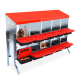 Garvee 10-Compartments Chicken Nest Box - Red Roll-Away Design w/Lid Cover & Legs for Coop Laying Boxes for Hens, Nest Boxes - Red