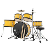 Garvee Complete 5-Piece Kids Drum Set – 16" Junior Percussion Kit with Bass, Tom, Snare, Hi-Hat, Cymbal, Pedal, Drumsticks & Drum Throne – Ideal Starter Musical Instrument for Youth – Yellow - Yellow