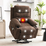 Garvee Power Lift Recliner Chair for Elderly, Oversized Electric Lift Chair with Heat and Massage, Corduroy Adjustable Recliner with Cup Holders & Side Pocket for Living Room, Linen Brown - Linen | Brown
