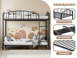 Garvee Twin Over Twin Metal Bunk Bed Heavy Duty Steel Frame With Arched Guardrail And Safety Ladder Space-Saving Kids Bed Black - Modern Black