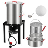 Garvee 30 QT. Turkey Fryer and 10 QT. Fish Fryer Kit with 50,000 BTU Propane Stove, Aluminum Outdoor Deep Fryer and Seafood Boiler Steamer with Baskets, Thermometer, Turkey Rack