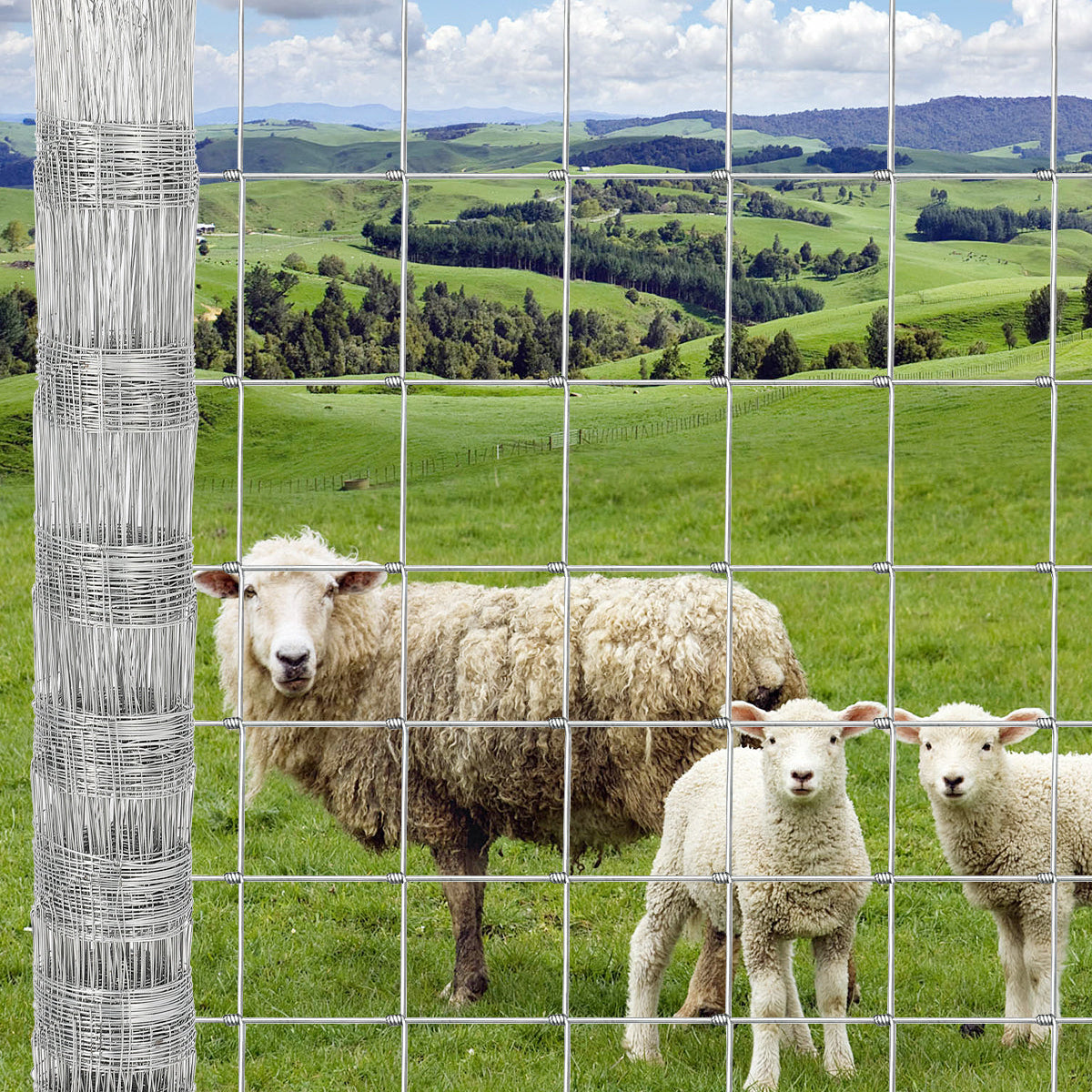 Garvee 9GA Thickened Heavy Duty Cattle Farm Fence, Galvanized Goat Deer Fence, 4ft x 164ft, Silver