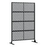 Garvee 70.1" H×35.4" W Metal Privacy Screen, Freestanding Outdoor Privacy Screen with Stable Base for Deck, Porch, Patio, Outdoor and Balcony (Consists of 4 Panels), Black - Black