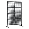 Garvee 70.1" H×35.4" W Metal Privacy Screen, Freestanding Outdoor Privacy Screen with Stable Base for Deck, Porch, Patio, Outdoor and Balcony (Consists of 4 Panels), Black