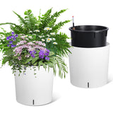 Garvee Set of 2 Tall White Planters – 19.5" H x 19.9" Dia Self-Watering Plastic Pots with Built-In Drainage, Water Level Monitor, Wheels – Indoor/Outdoor for Patio, Porch, Living Room, Office – Color: White, Specification: Straight Plastic - White