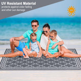 Garvee 10x14 Outdoor Rug Waterproof Reversible Patio Mat Plastic Straw Rug for RV Camping Balcony Deck Backyard Grey White - Grey/White