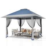 Garvee 13' x 13' Outdoor Tent, Double Roof Patio Gazebo Quick Setup Instant Canopy Tent Instant Canopy Gazebo Shelter, Blue & Grey - Blue