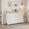 Garvee 6-Drawer Dresser - Tall Boho Dresser with Curved Legs, Rattan Accents, and Freestanding Storage for Living Room, Bedroom, Entryway, or Balcony, White