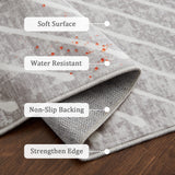 Garvee Washable Rug 5x7 Area Rug Geometric Rug Modern Abstract Rug Neutral Rug with Non Slip Backing, Light Grey Rug, Indoor Soft Foldable Printed Rug for Living Room Bedroom - Light Grey