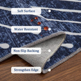 Garvee Modern Rug 8x10 Washable Rug for Living Room Rug Bedroom Rug Non Slip, Abstract Rug, Geometric Rug, Distressed Neutral Rug, Low Pile Soft Printed Rug Accent Rug, Blue - Blue