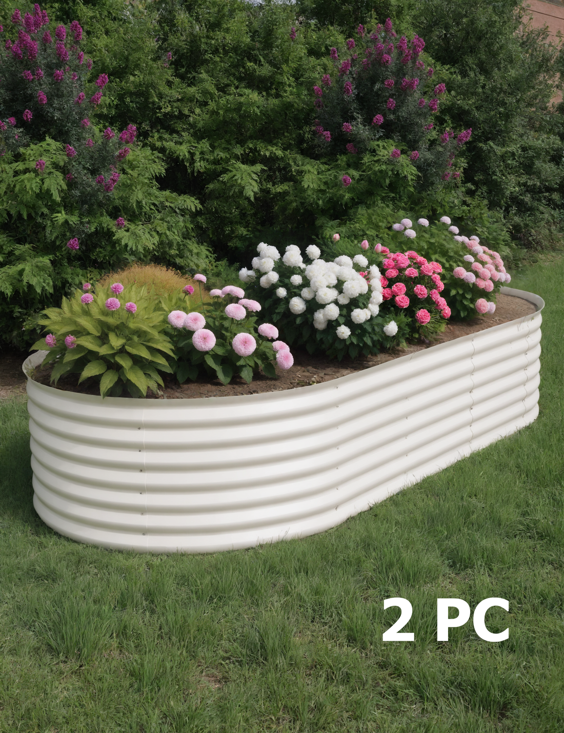Garvee 2 jardinières surélevées galvanisées – Bac de jardinage en métal robuste pour légumes, fleurs, herbes – 45/60 cm de hauteur, résistant à la rouille, 300x120x45 cm Beige/Vert