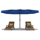 Garvee 13' Double-Sided Umbrella, Outdoor Patio Umbrellas, Rectangle Market Umbrella with Crank Handle, Large Patio Umbrell for Poolside Backyard, Navy Blue - Navy Blue