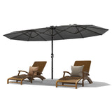 Garvee 13FT Double-Sided Patio Umbrella – Extra Large Outdoor Rectangular Market Shade, 12 Sturdy Steel Ribs, Fade & Water-Resistant Canopy, Easy Crank for Garden, Pool, Lawn, Backyard – Grey (Base Not Included) - Grey