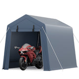 Garvee 6x8 Ft Portable Outdoor Carport Storage Shelter with Roll Up Zipper Doors, Heavy Duty/Waterproof/Anti-UV Garage Tent for Motorcycle Bike Garden Tools, Grey - Grey
