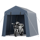 Garvee 7x10 Ft Portable Outdoor Carport Storage Shelter with Roll Up Zipper Doors, Heavy Duty/Waterproof/Anti-UV Garage Tent for Motorcycle Bike Garden Tools, Grey