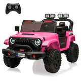 Garvee Ride - P Series: 24V Ride On Car, 4WD 2 Seater Kids' Electric Vehicle Truck with Remote Control, Adjustable Footwell Ride On Truck, 3 Speeds, Led Lights, Bluetooth, Pink - Pink