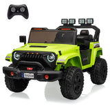 Garvee 24V 4WD 2-Seater Electric Ride On Car for Kids – Adjustable Footwell, Parental Remote Control, 3 Speeds, Wireless Technology Music, LED Lights, Anti-Slip Tires, Battery Powered, Off-road Vehicle Style – Green - Green