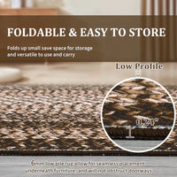 Garvee Bordered Brown 5x7 Braided Washable Rug, Low Pile Non-Slip Polyester Vintage Farmhouse Carpet for Living Room Bedroom