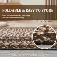 Garvee Bordered Brown 8x10 Boho Printed Washable Rug, Modern Braided Low Pile Polyester Area Rug Non-Slip Non-Shedding for Living Room Bedroom Office