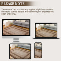 Garvee Bordered Brown 5x7 Braided Washable Rug, Low Pile Non-Slip Polyester Vintage Farmhouse Carpet for Living Room Bedroom