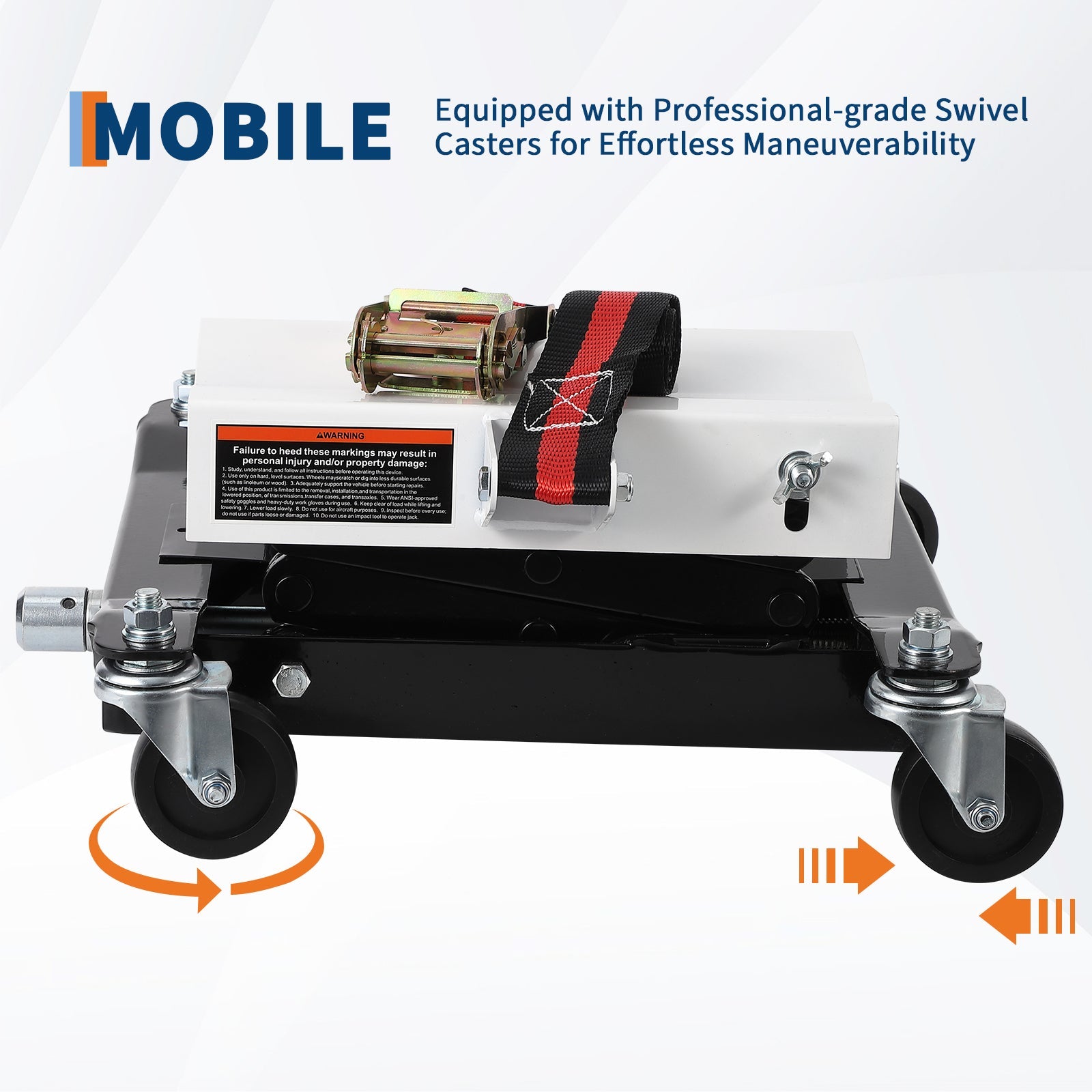 Four swivel casters for easy maneuverability