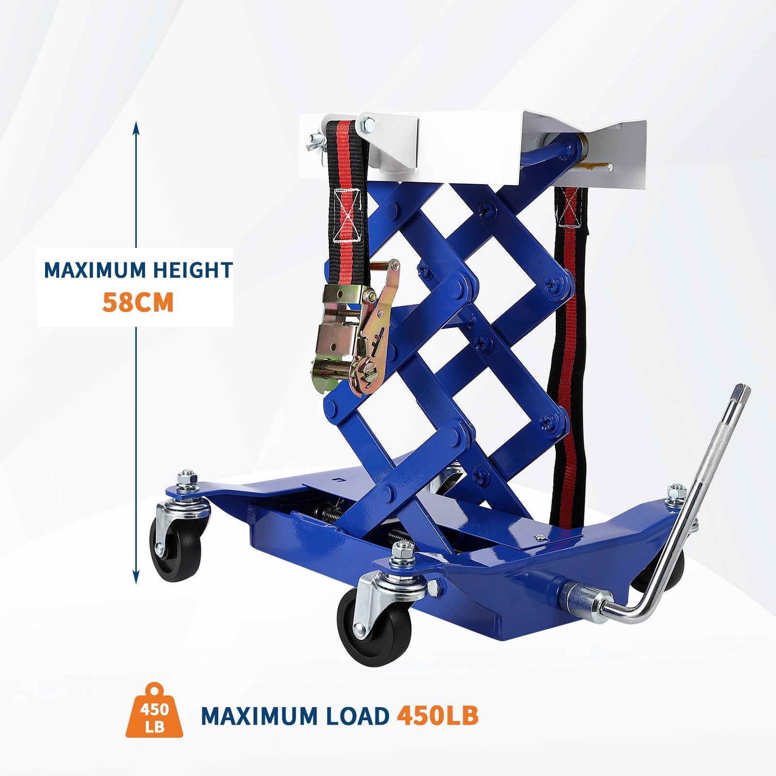 Low profile scissor lift transmission jack in use