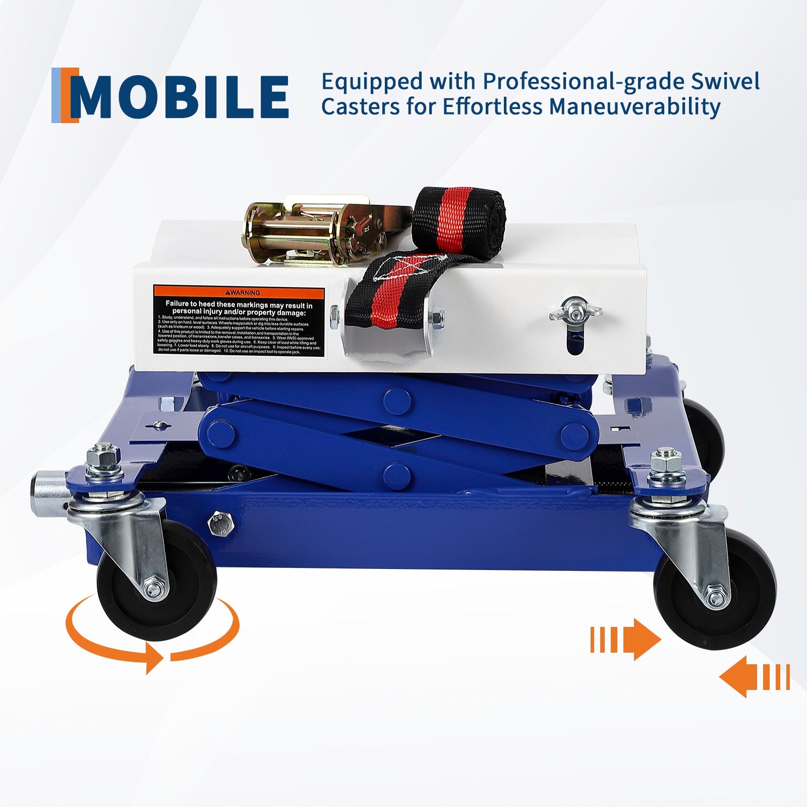 Four swivel casters for easy maneuverability