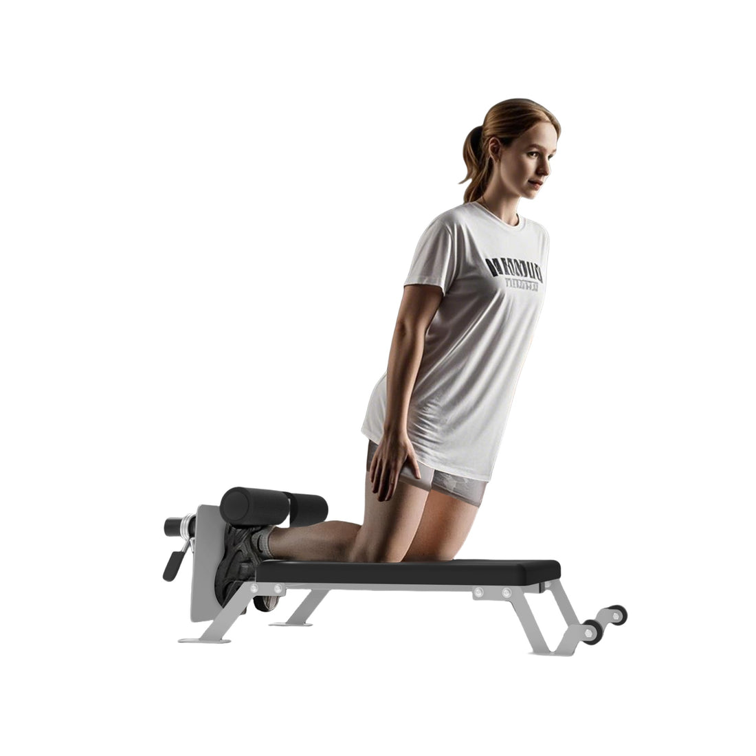 Garvee Nordic Curl Machine Adjustable Hamstring & Glute Bench with Wheels for Home Gym 45.9x18x13.7 inch White
