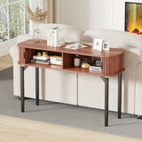 Garvee Console Table with Drawers and Open Shelf, Narrow Sofa Table for Entryway or Hallway, Long Behind Couch Table, Walnut - Walnut