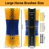 Garvee Livestock Scratching Brush Kit With Mounting Screws For Cattle, Horses, Goats, Pigs - Durable, Soft Bristles, Itch Relief, Multi-Animal Use - Blue-Yellow 4