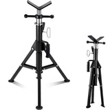 Garvee V-Head Pipe Jack Stand 2500 Lbs Load Capacity Adjustable 28-52" Height Heavy-Duty Steel Folding Legs Portable for Welding Automotive HVAC - Black