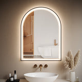Garvee 36x24 Inch Arched Black LED Bathroom Mirror with Front & Backlight, Dimmable, Anti-Fog, Shatter-Proof, Vanity Mirror for Bathroom, Horizontal/Vertical Mount - Arched Black