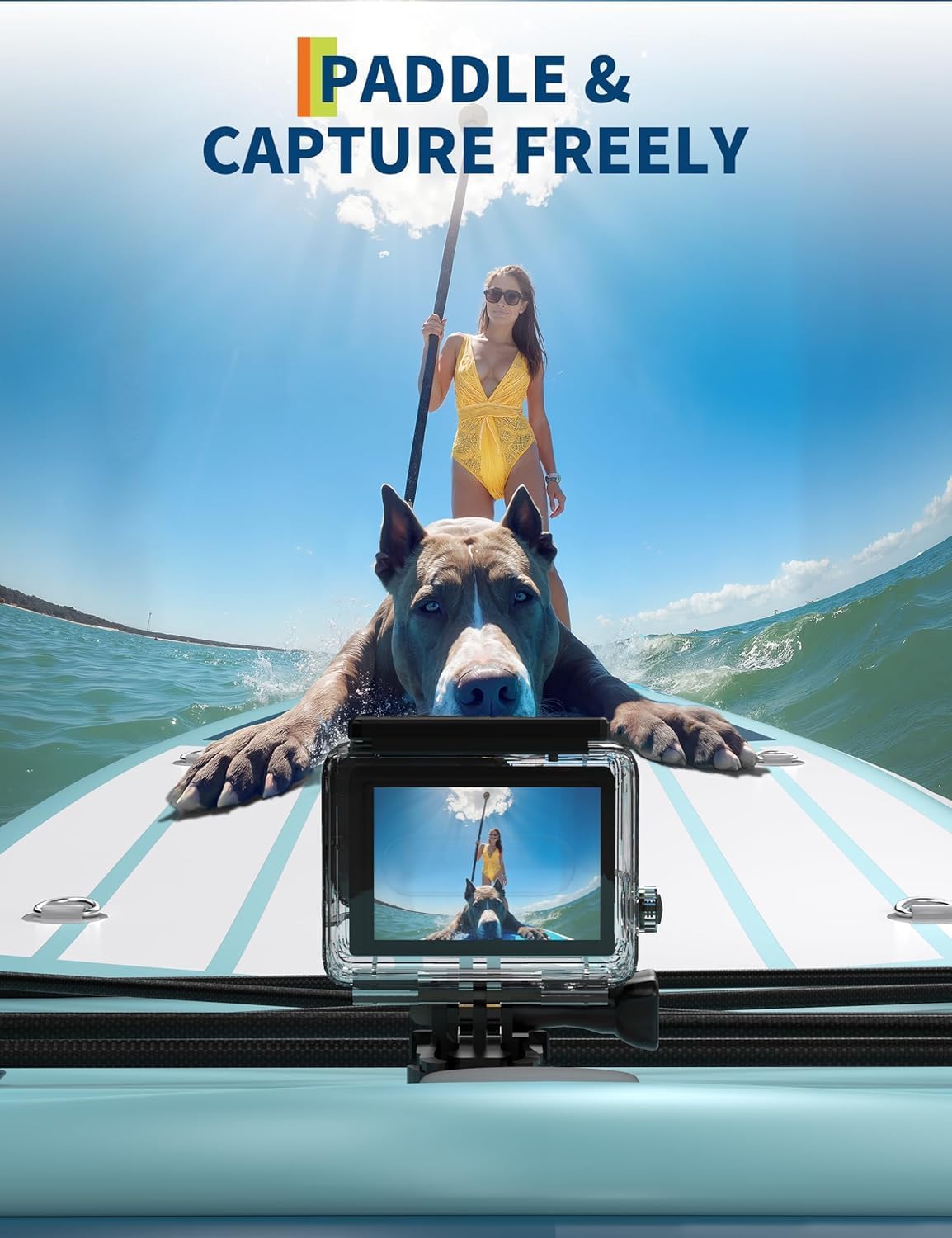 Inflatable SUP with built-in 360 degree camera mount