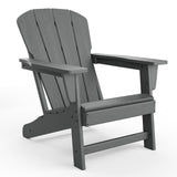Garvee Outdoor Adirondack Chairs, HDPE Plastic Patio Chairs for All Weather, Weather-Resistant Fire Pit Chair with Wide Armrests & Slatted Back, Heavy-Duty Outdoor Seating for Patio, Deck, Lawn, Grey - Grey