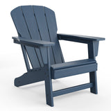 Garvee Outdoor Adirondack Chairs, HDPE Plastic Patio Chairs for All Weather, Weather-Resistant Fire Pit Chair with Wide Armrests & Slatted Back, Heavy-Duty Outdoor Seating for Patio, Deck, Lawn, Navy Blue - Navy Blue
