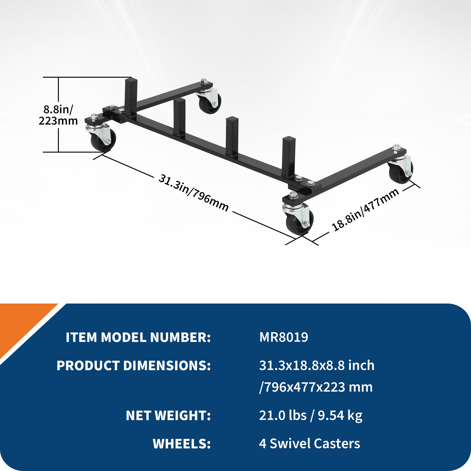 Product dimensions for Garvee MR8019 car dolly storage rack