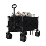Garvee Collapsible Wagon with Big All-Terrain Wheels Foldable Beach Wagon with Cup Holders 350Lbs Weight Capacity Heavy Duty Carts for Camping, Garden, Sports Black - Black
