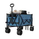 Garvee Collapsible Wagon with Big All-Terrain Wheels Foldable Beach Wagon with Cup Holders 350Lbs Weight Capacity Heavy Duty Carts for Camping, Garden, Sports Blue - Blue