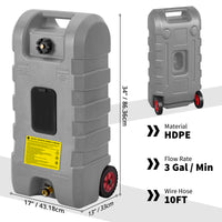 Garvee 15 Gallon Portable Fuel Caddy, 10-ft hose, siphon pump, 7.5 L/min manual nozzle, diesel/gasoline tank - Gray
