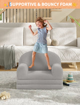 Garvee Toddler Chairs Comfy Kids Couch Bed Fold Out Baby Chair Lounge Chair Sofa Recliner for Playroom 16.9D x 22.8W Vibrant Colors - Grey