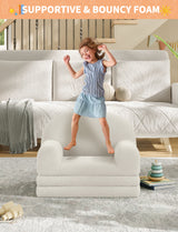 Garvee Diary Foldable Toddler Couch Convertible Toddler Chair & Lounger for Kids Playroom 16.9"D x 22.8"W Multiple Colors - Beige-Half-Moon