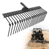 Garvee 48" Durable Pine Straw Rake Steel Spring Landscape Rake Fits 2" Receiver for Lawn Tractors or ATV/UTV，Black - Black